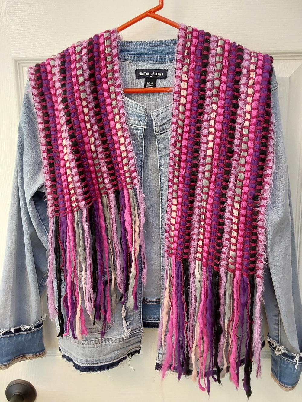 Pink & Purple Woven Fringe Scarf